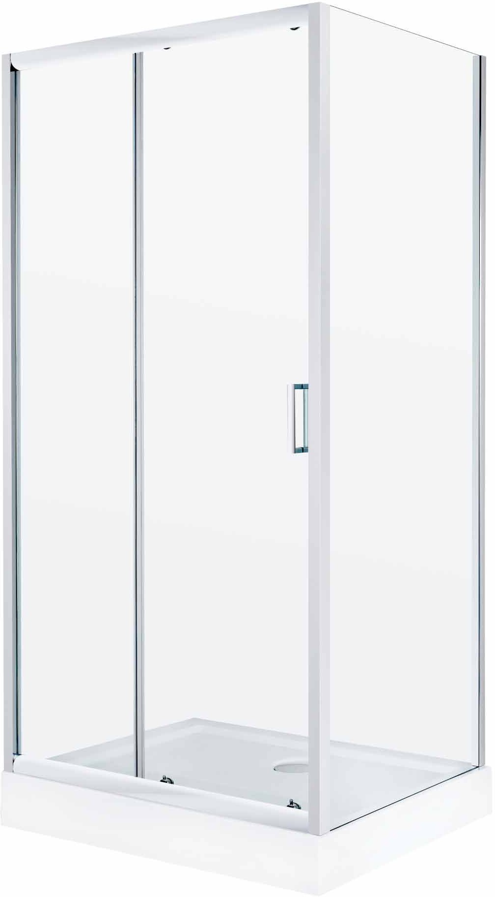 Szklana kabina prysznicowa prostokątna srebrna 100 x 80 185 cm 5mm szkło CE