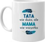 Koszulkowy Tata wie dużo, ale mama wie wszystko - kubek z nadrukiem