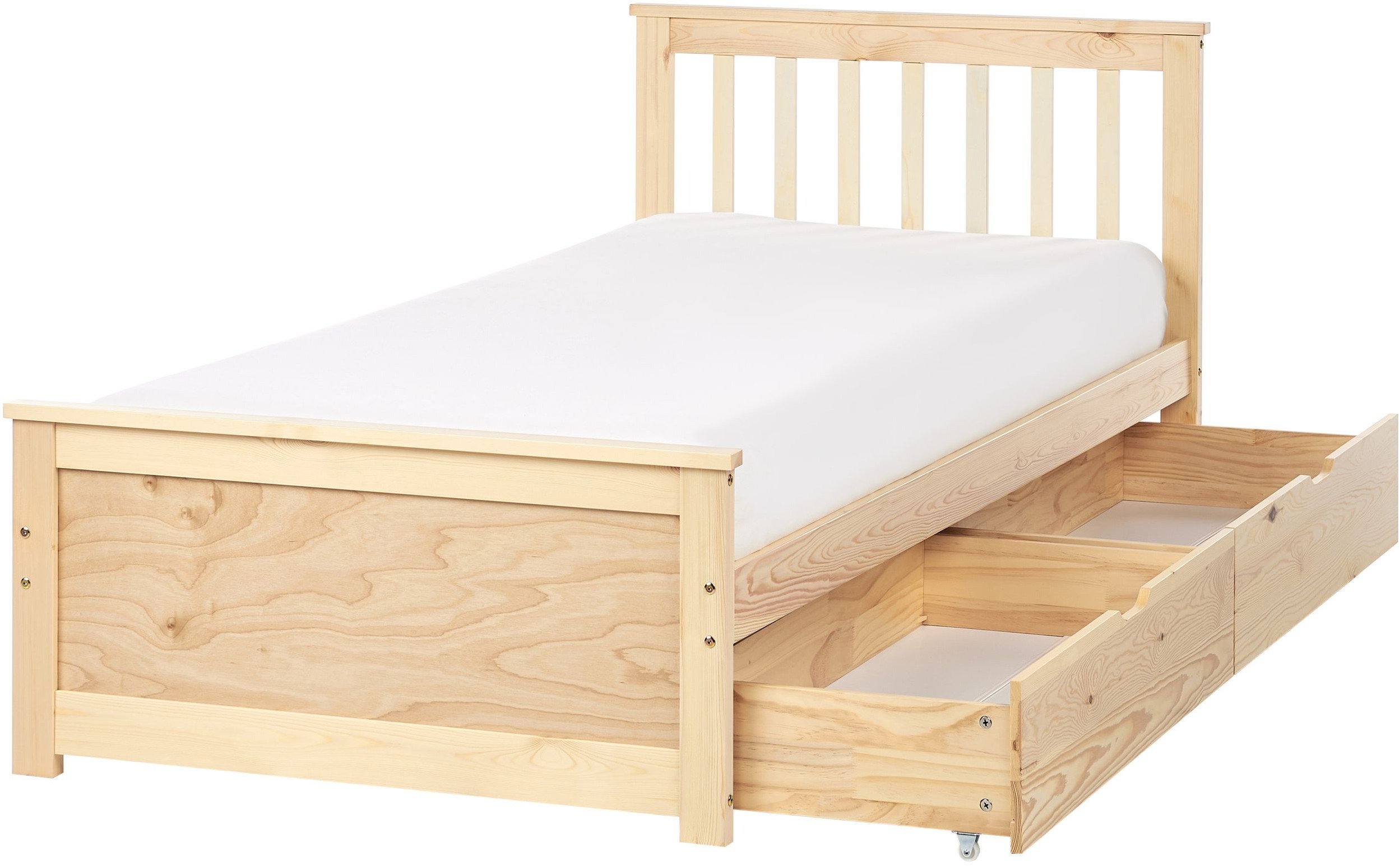 Łóżko z szufladami Drewno OLENDON 90 x 200 cm Jasnobrązowy