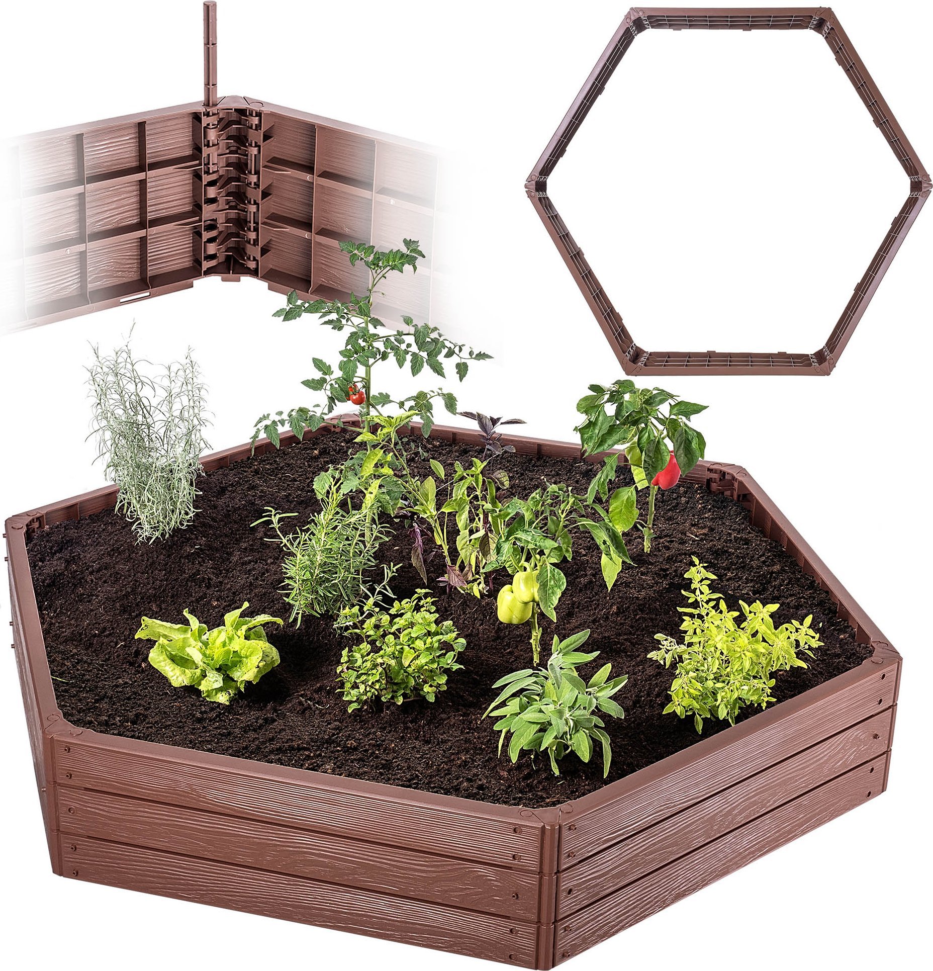 KADAX Warzywniak Podwyższona Grządka Skrzynia Ogrodowa Rabata Brązowa 150x75cm