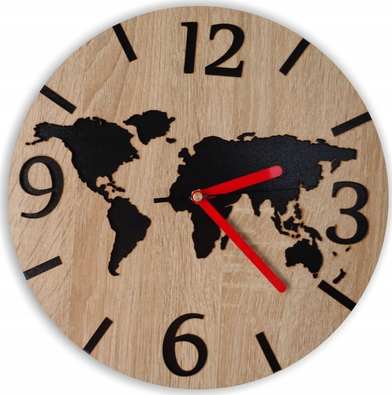 naSciane Zegar ścienny MAPA DĄB 3D prezent dla nauczyciela