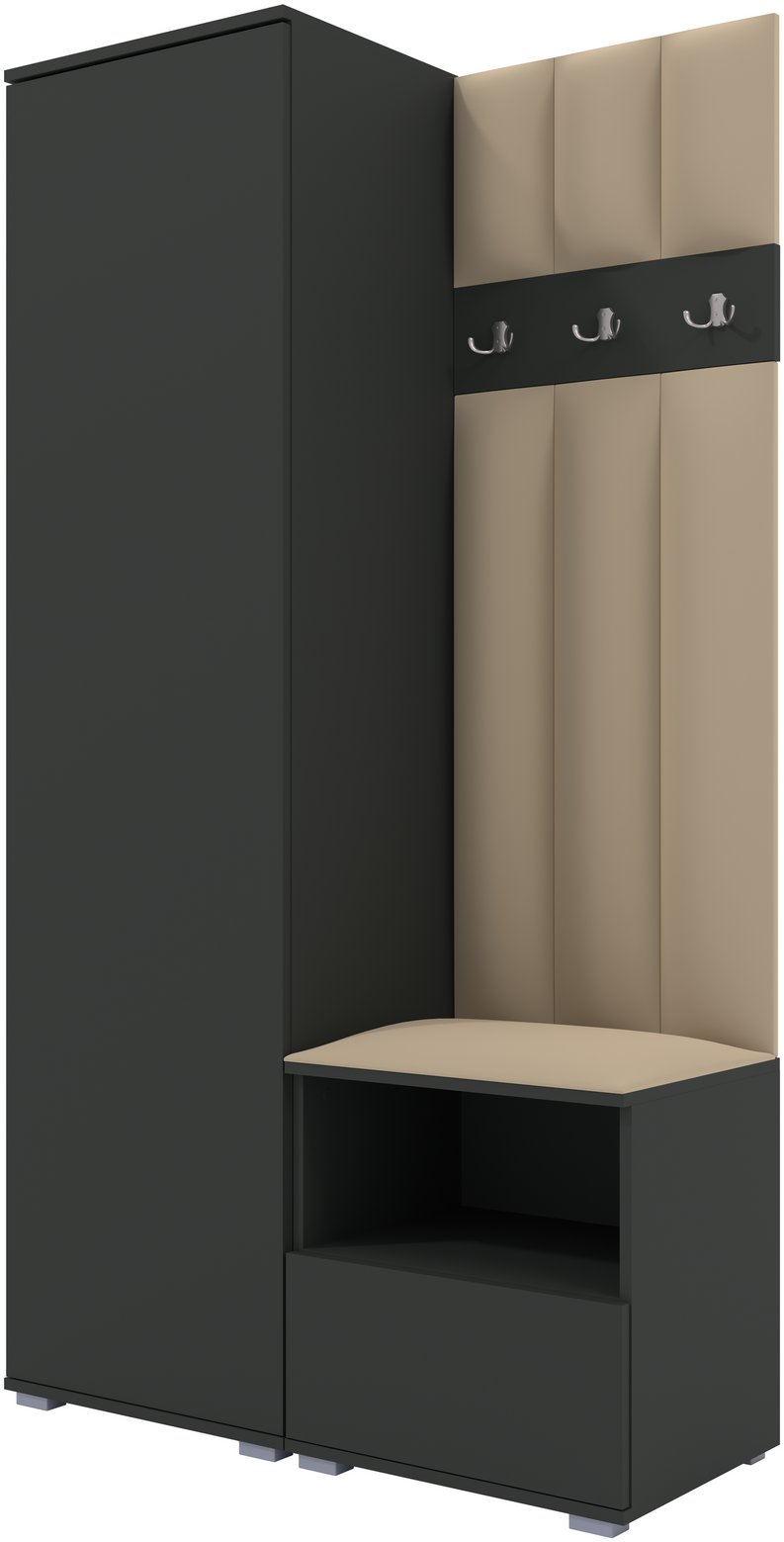 Tapicerowana garderoba Nela I LUX w kolorze grafit i tkaninie Trinity 04