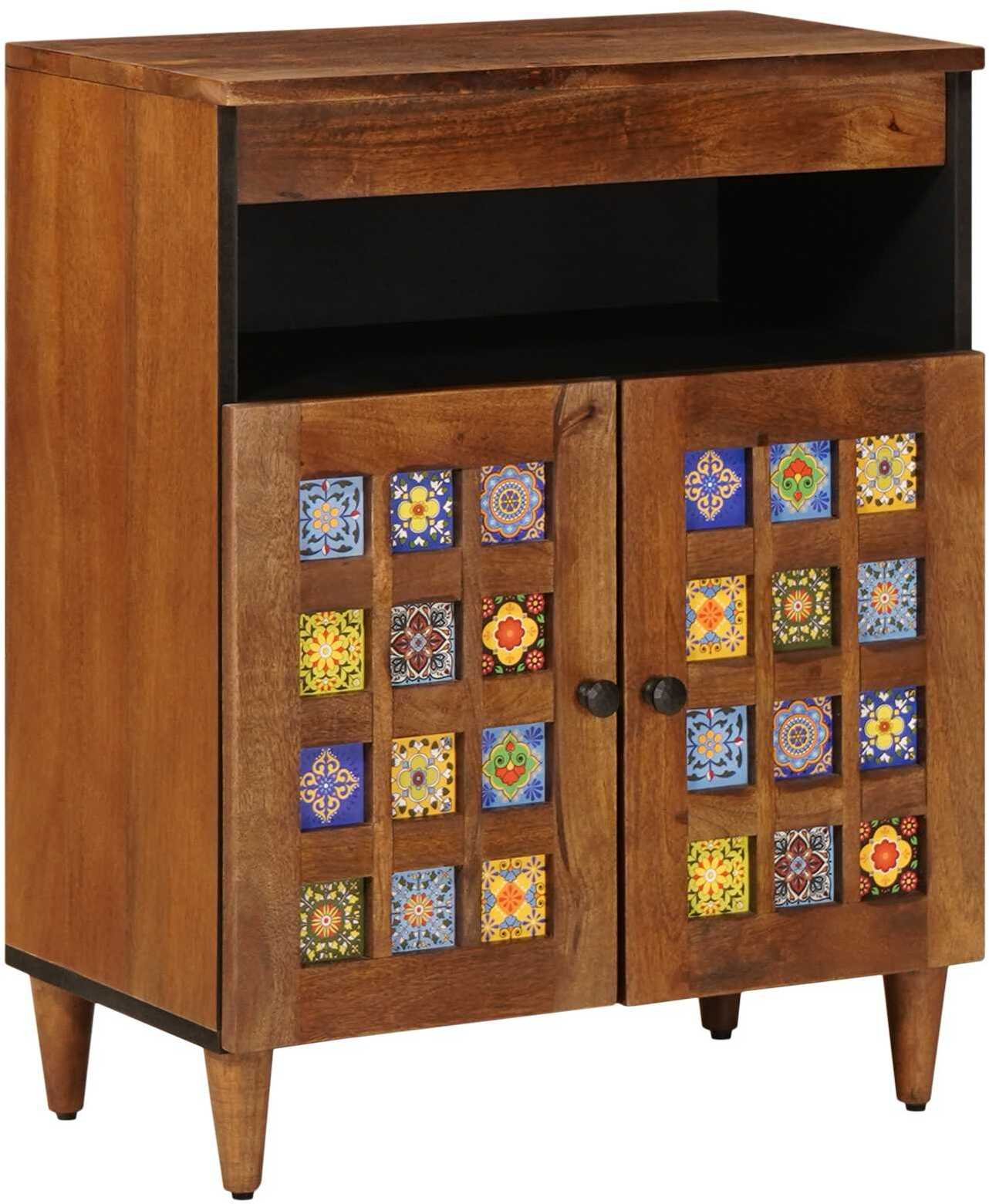 vidaXL Bufet z drzwiami orzech włoski 60 x 33,5 x 75 cm Drewno mango