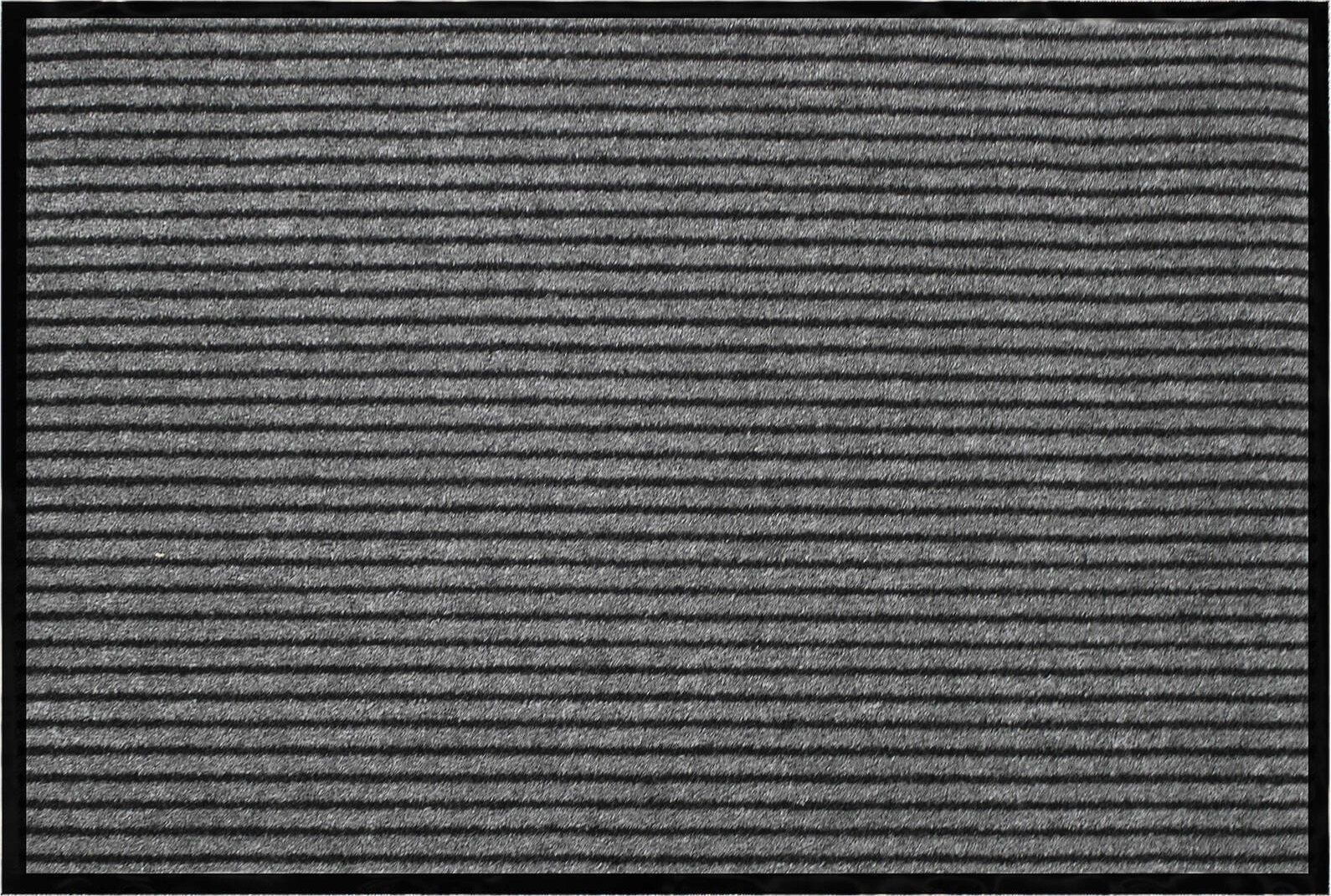 Douceur d`Interieur Prostokątna mata pod drzwi, szare pasy, antykurzowa