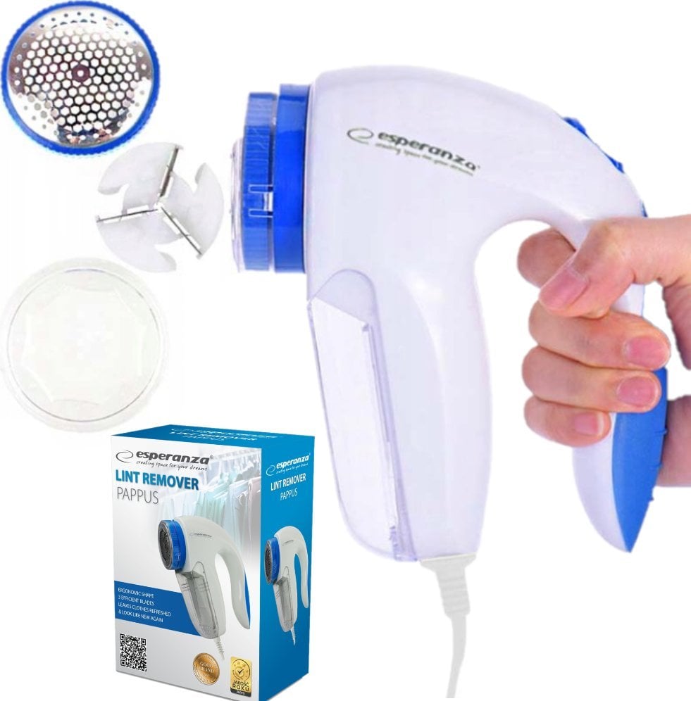 Golarka do ubrań Esperanza Golarka do ubrań sieciowa Esperanza ECS006 Pappus biało-niebieska