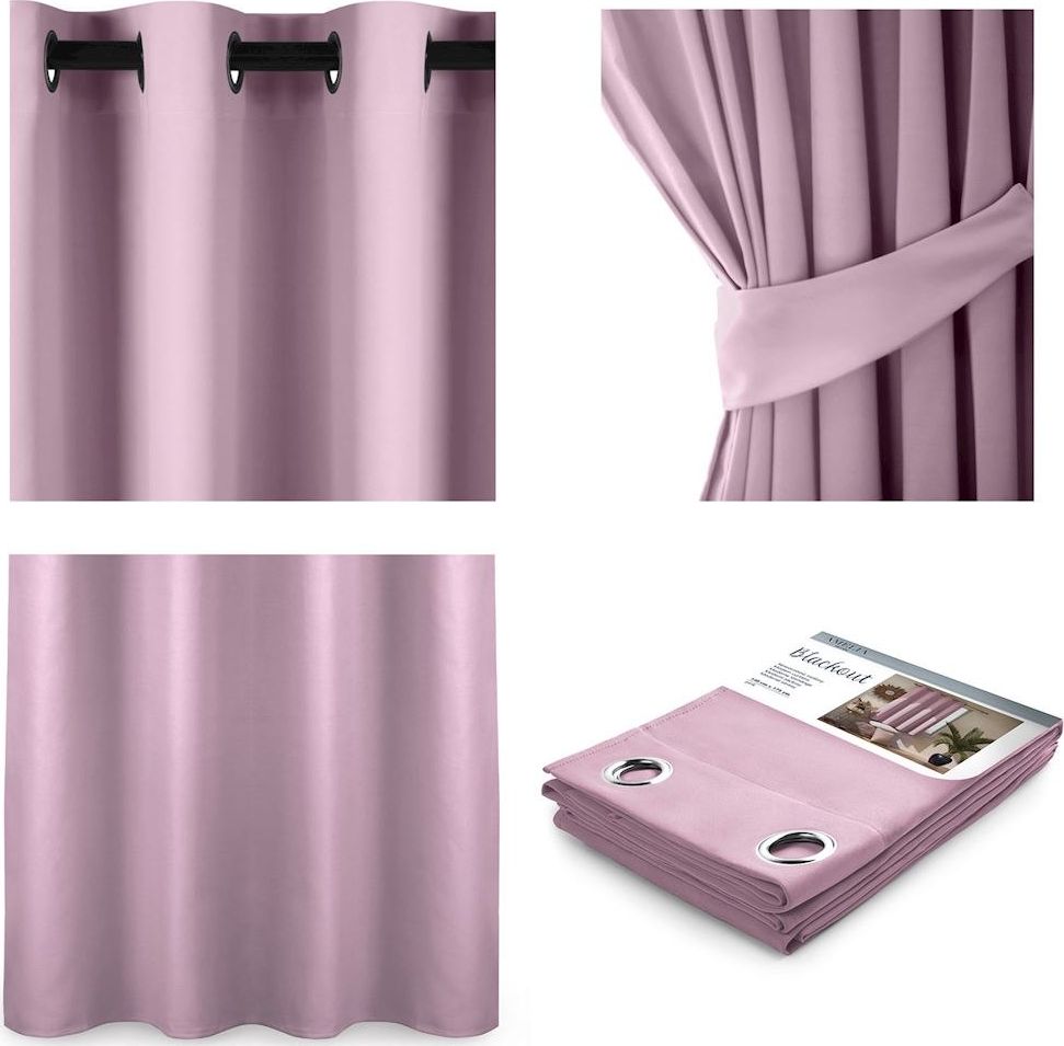 AmeliaHome AMELIAHOME ZASŁONA BLACKOUT EYELETS PINK 140X175 1PC