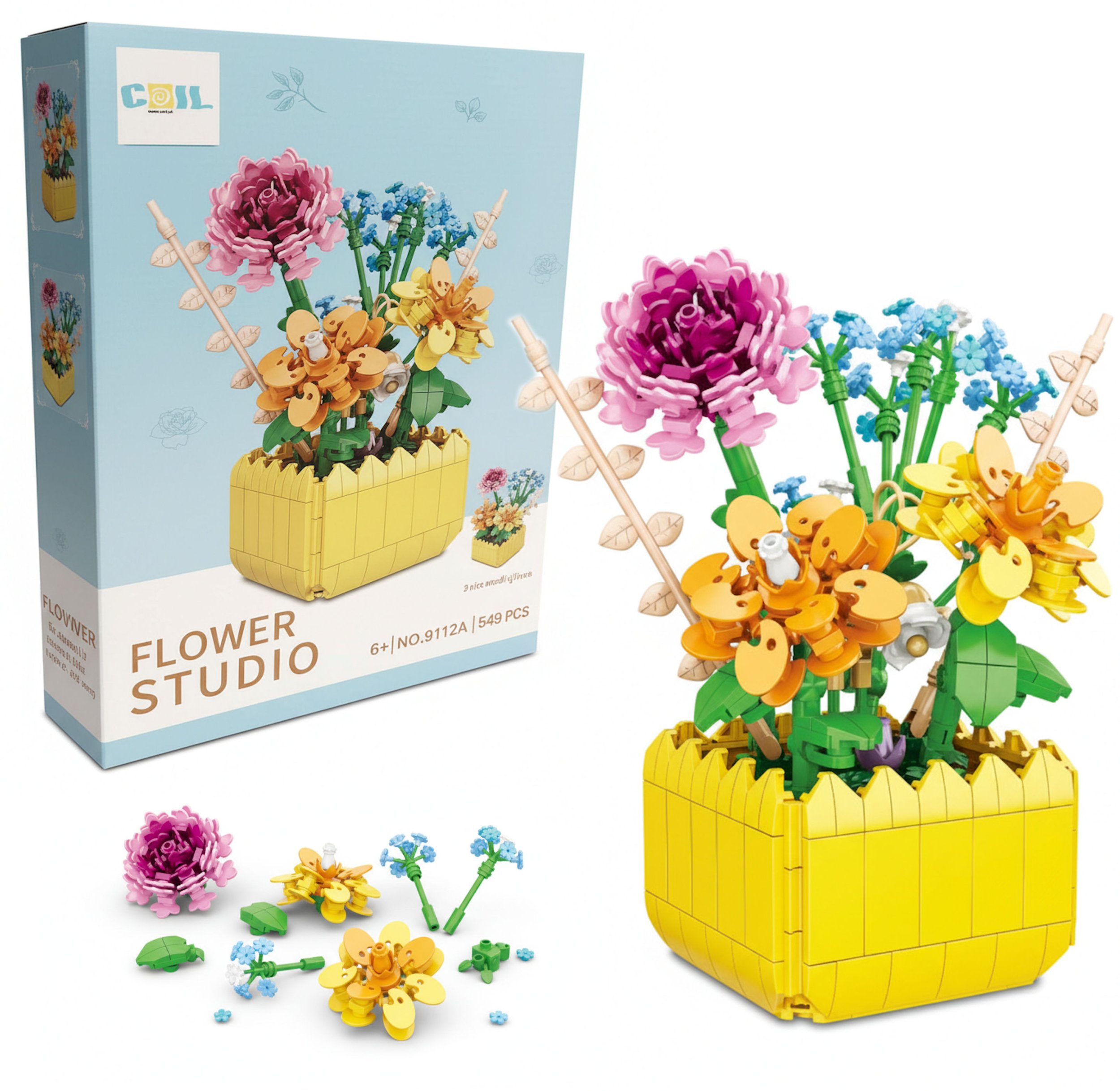 Coil klocki konstrukcyjne zestaw 549 el. elementów bukiet kwiatów