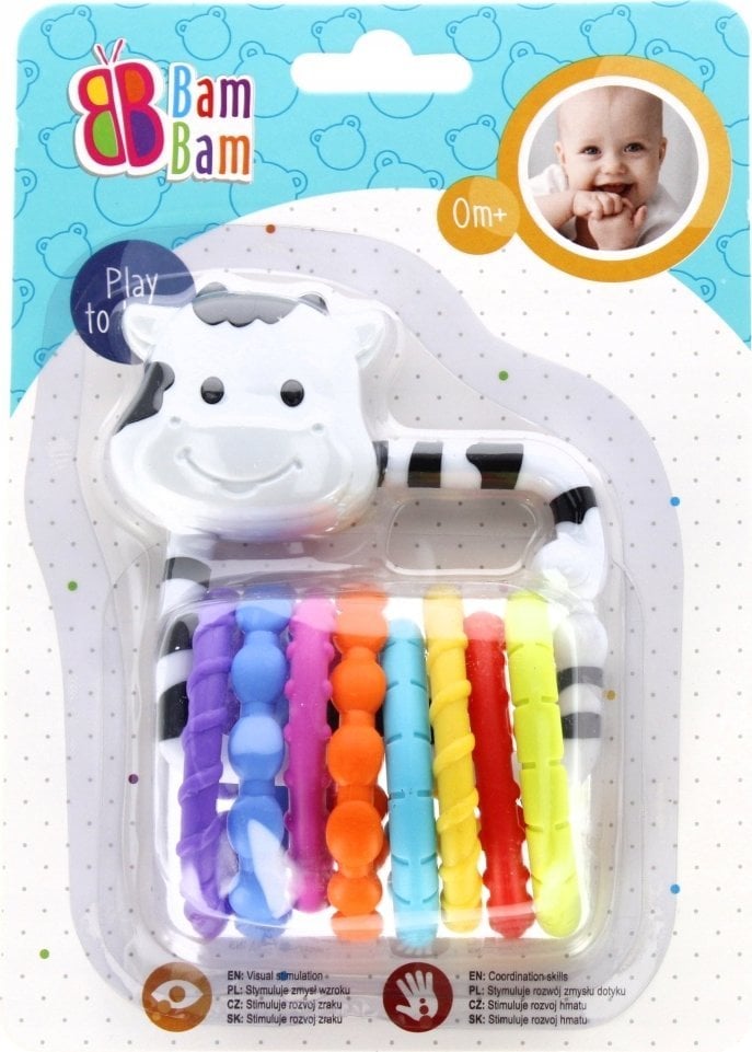 BamBam BAM BAM GRZECHOTKA KROWKA Z KRAZKAMI 15X21 B/C72