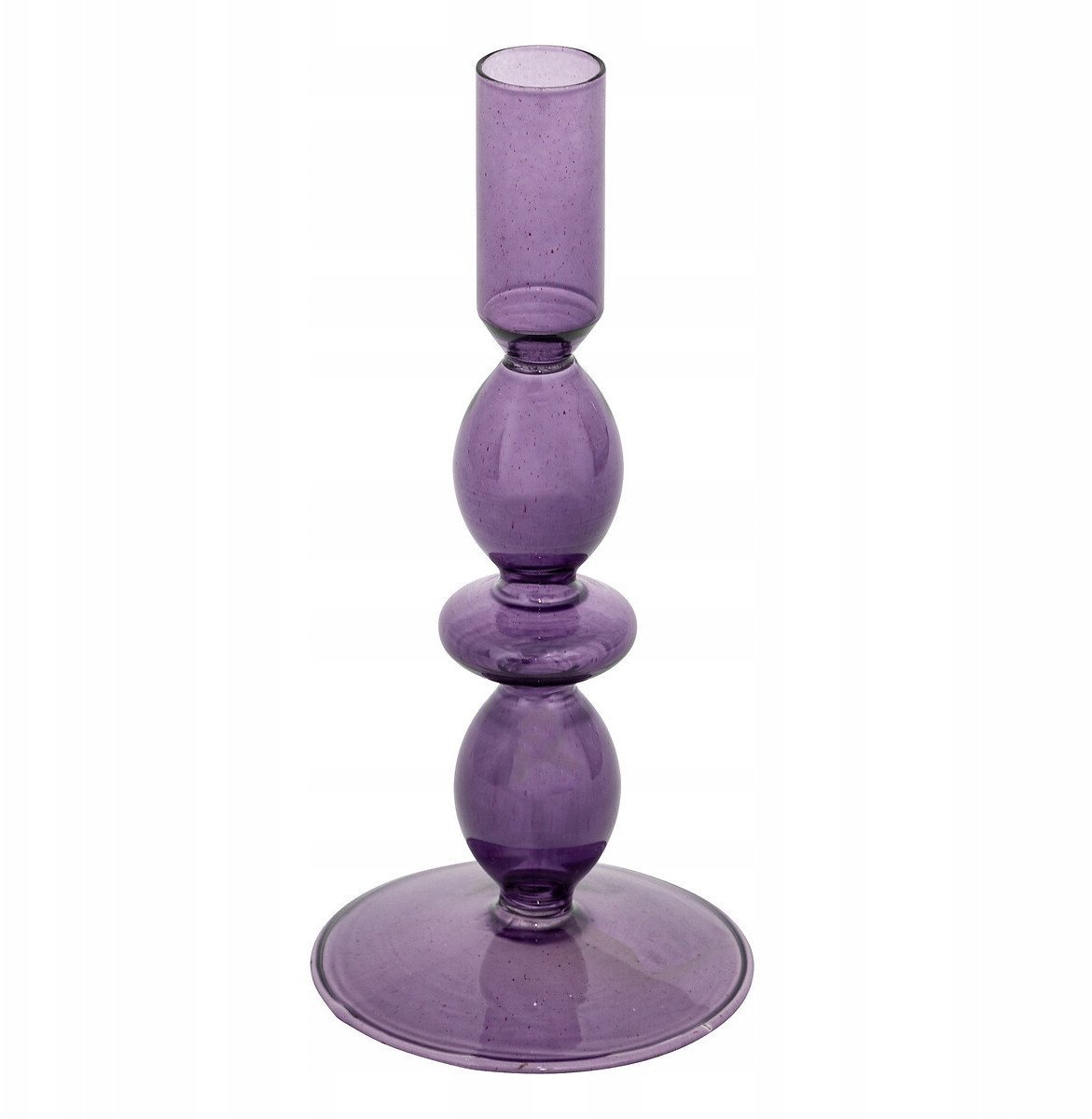 Świecznik szklany purpurowy CRISTAL, 19,5 cm