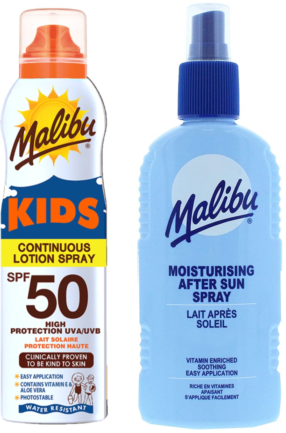Malibu Mleczko W Aerozolu Dla Dzieci SPF50 175ml + Balsam W Sprayu Po Opalaniu 200ml