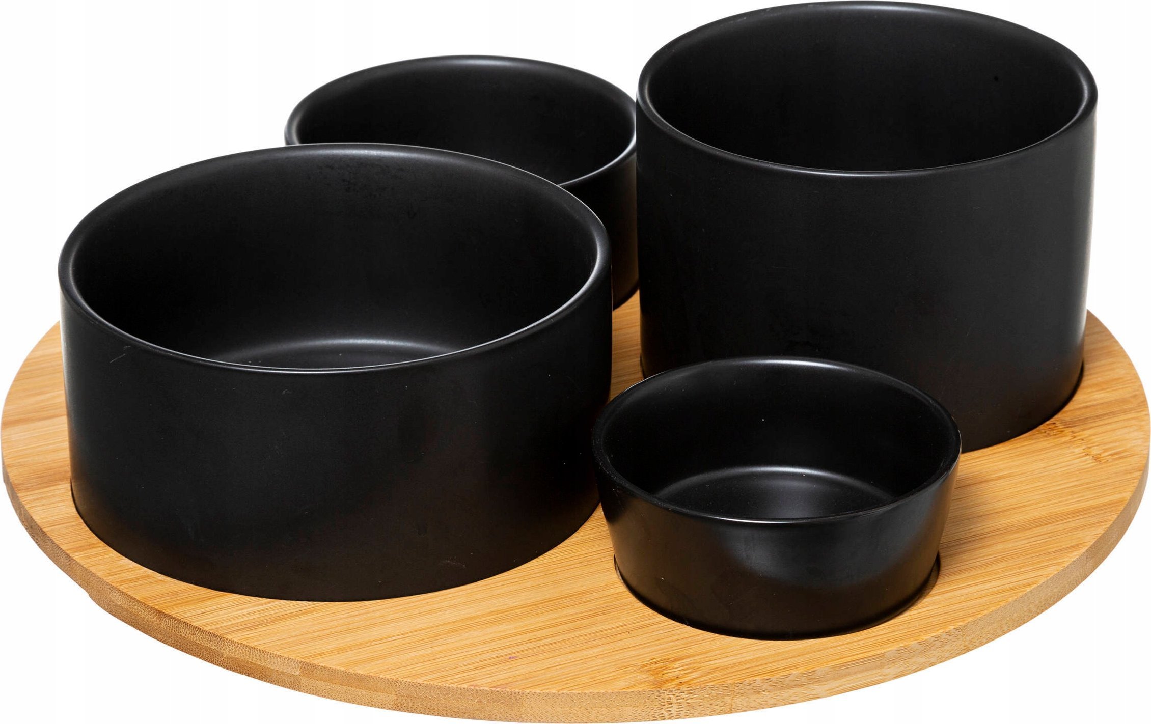 Secret de Gourmet Zestaw miseczek na przekąski z kamionki na bambusowej tacy