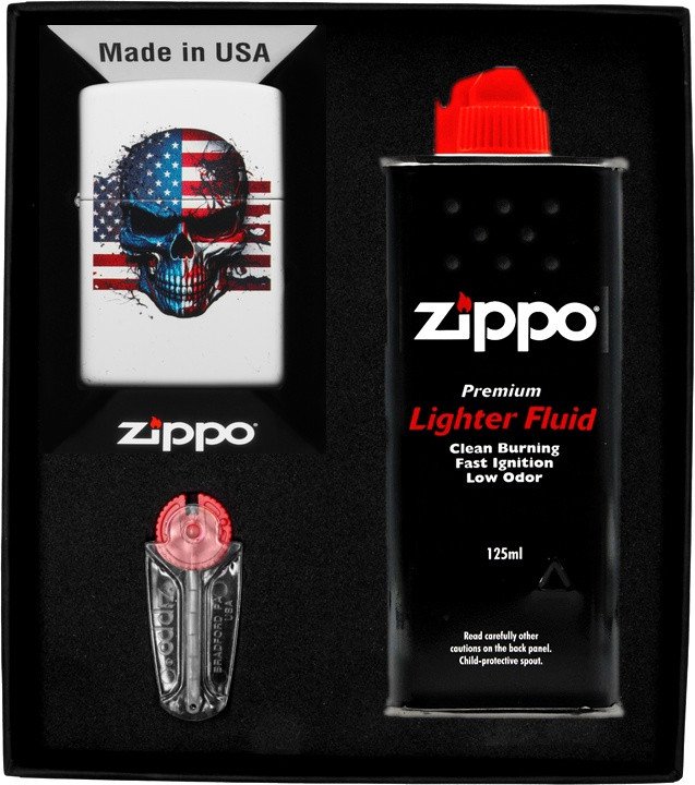 Zestaw ZIPPO Zapalniczka SKULL FLAG DESIGN Prezentowy No1