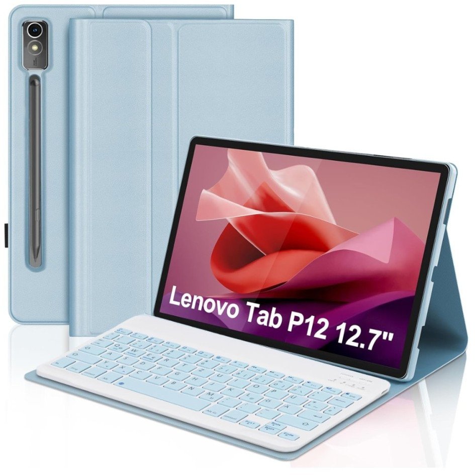 Etui z klawiaturą Supero do Lenovo Tab P12 TB370, niebieskie