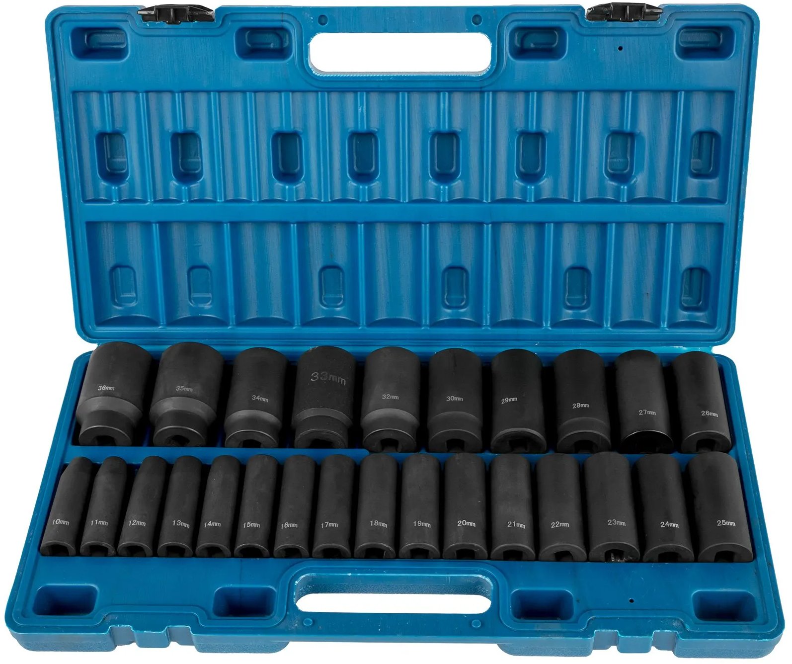 Zestaw nasadek udarowych 1/2'' 26el głębokie 1036 mm, w kasecie