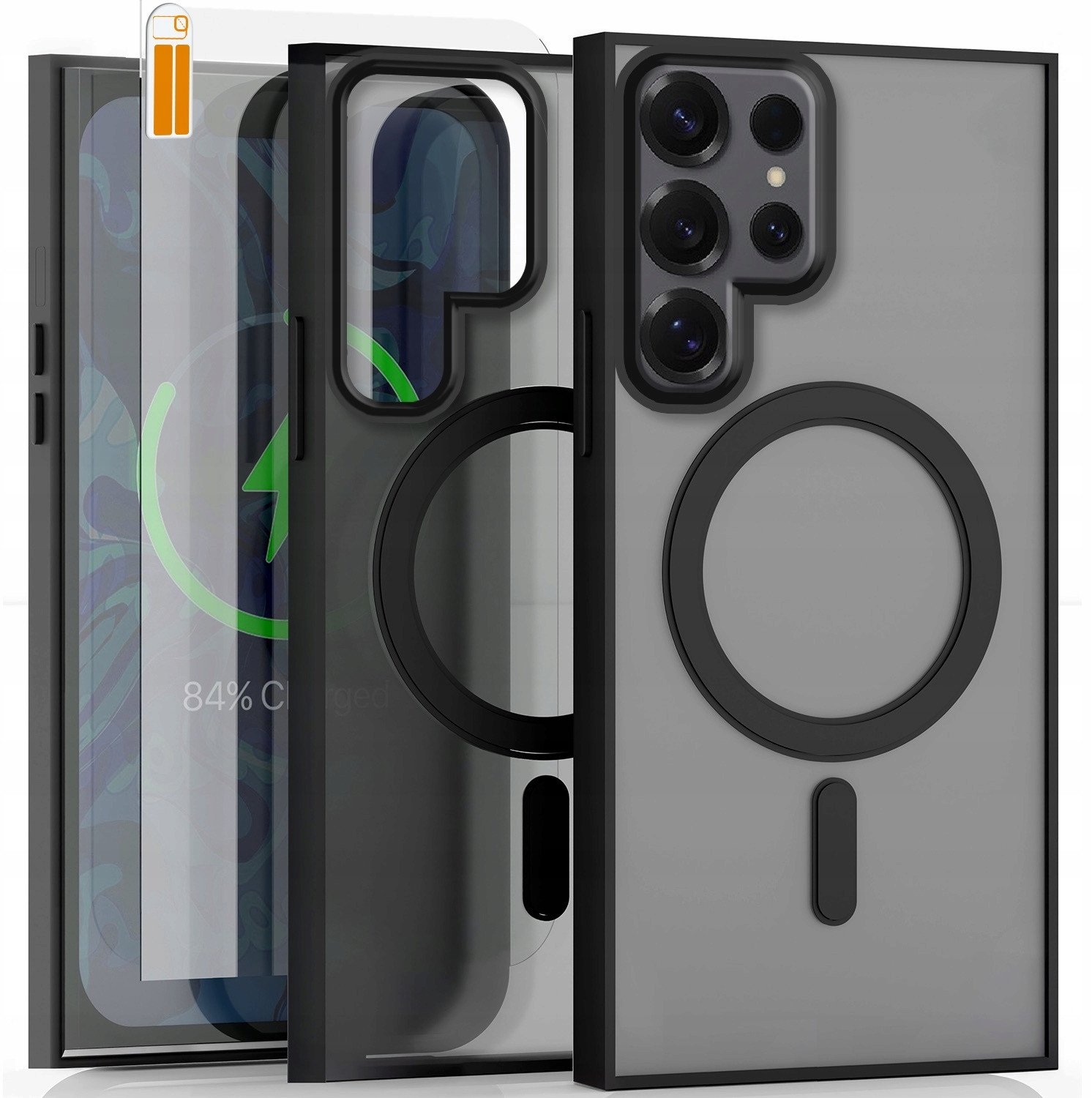 Etui Do Samsung Galaxy S24 Ultra (Do Magsafe, Czarne Matowe, Plecki) Szkło