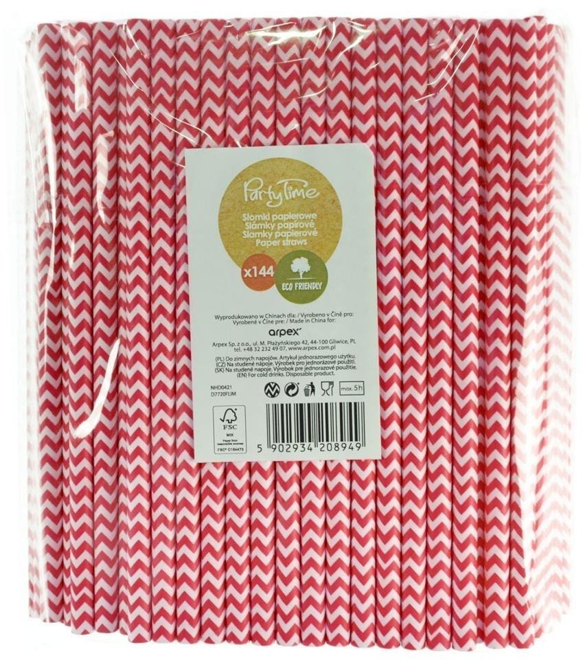 Słomki papierowe shake 8mm różowe 144szt