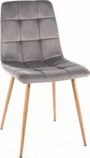 Signal Krzesło MILA D VELVET szare/dąb SIGNAL