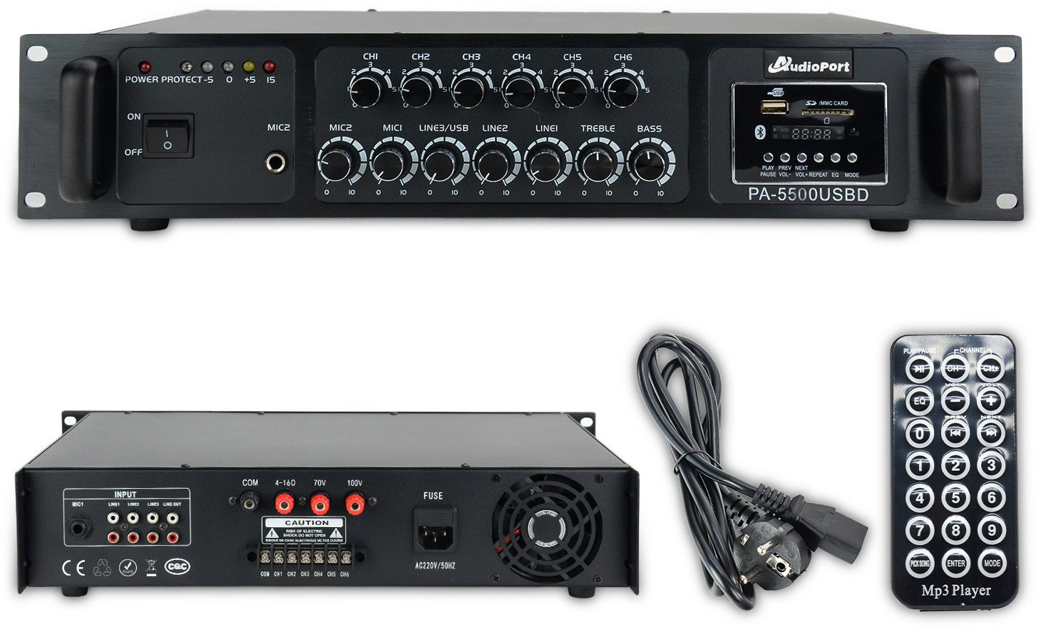 Wzmacniacz audio 6-strefowy 500W/100V PA-5500 Audioport one size