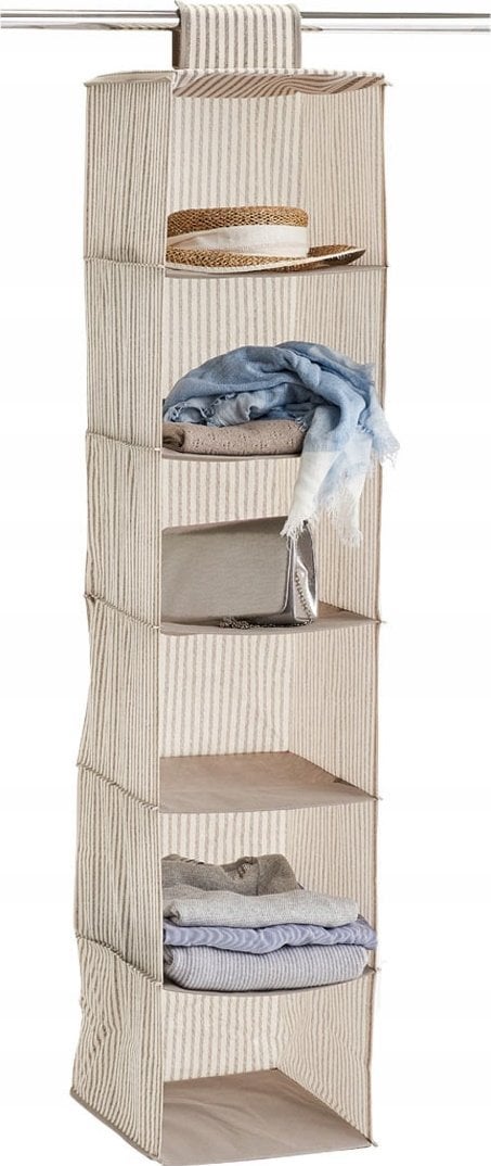 Zeller Organizer na ubrania STRIPES składana garderoba, jasno szary, 6 poziomów, ZELLER
