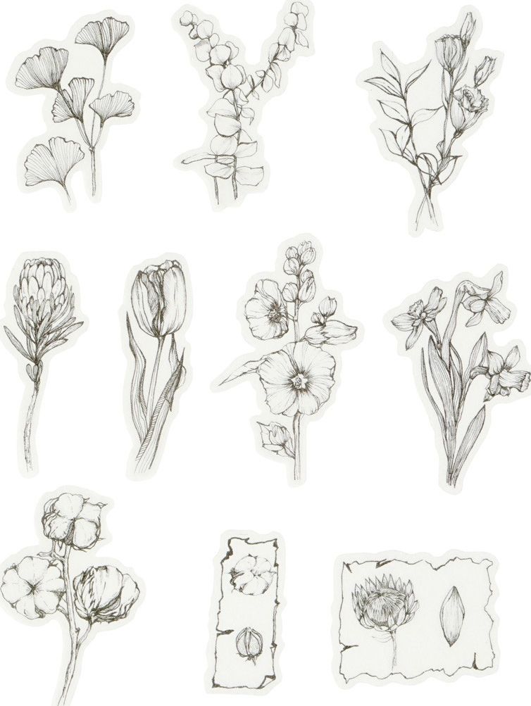 Creative Company Naklejki Washi Kwiaty Czarno-Białe