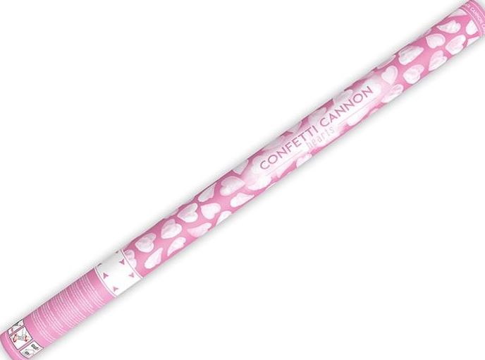 Party Deco Tuba strzelająca konfetti, białe serduszka, 80 cm uniwersalny