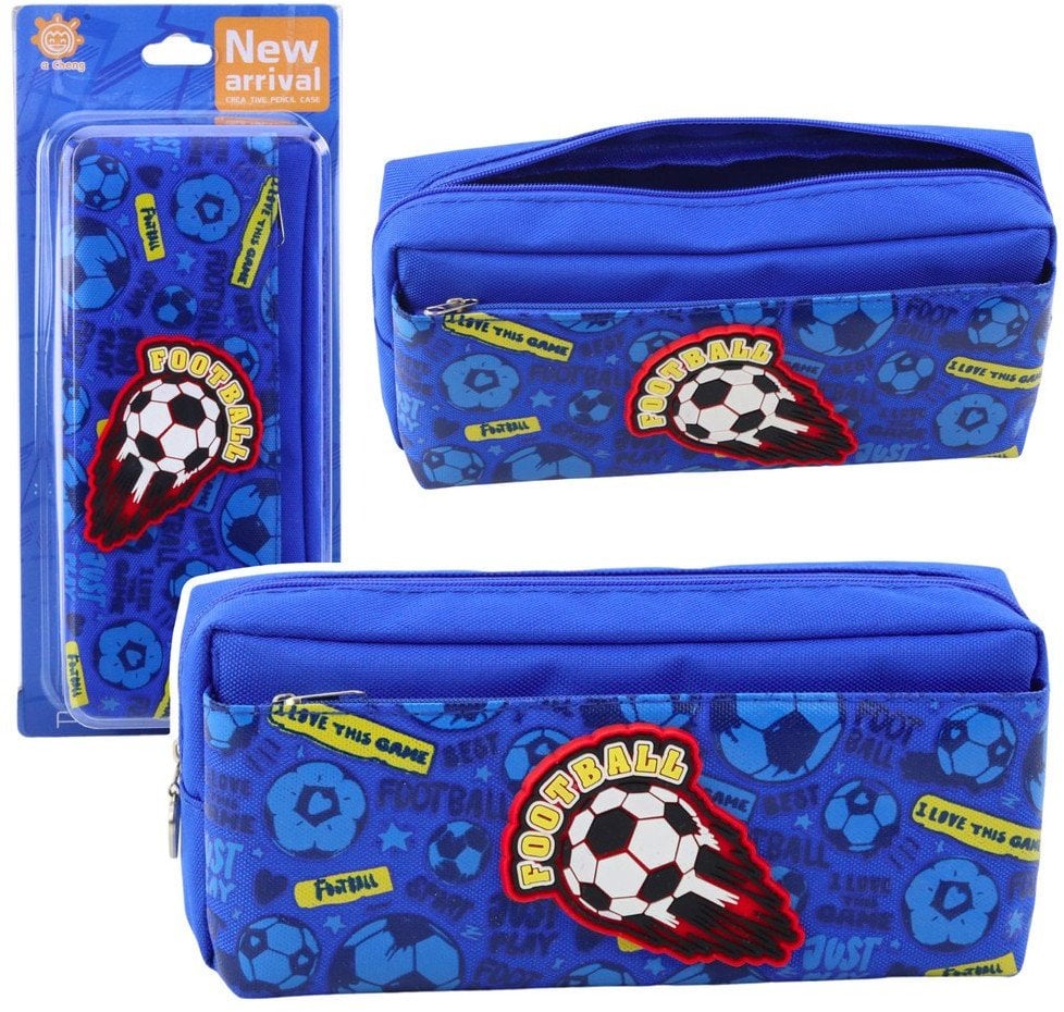 Piórnik Organizer Szkolny z Piłką Nożną Niebieski