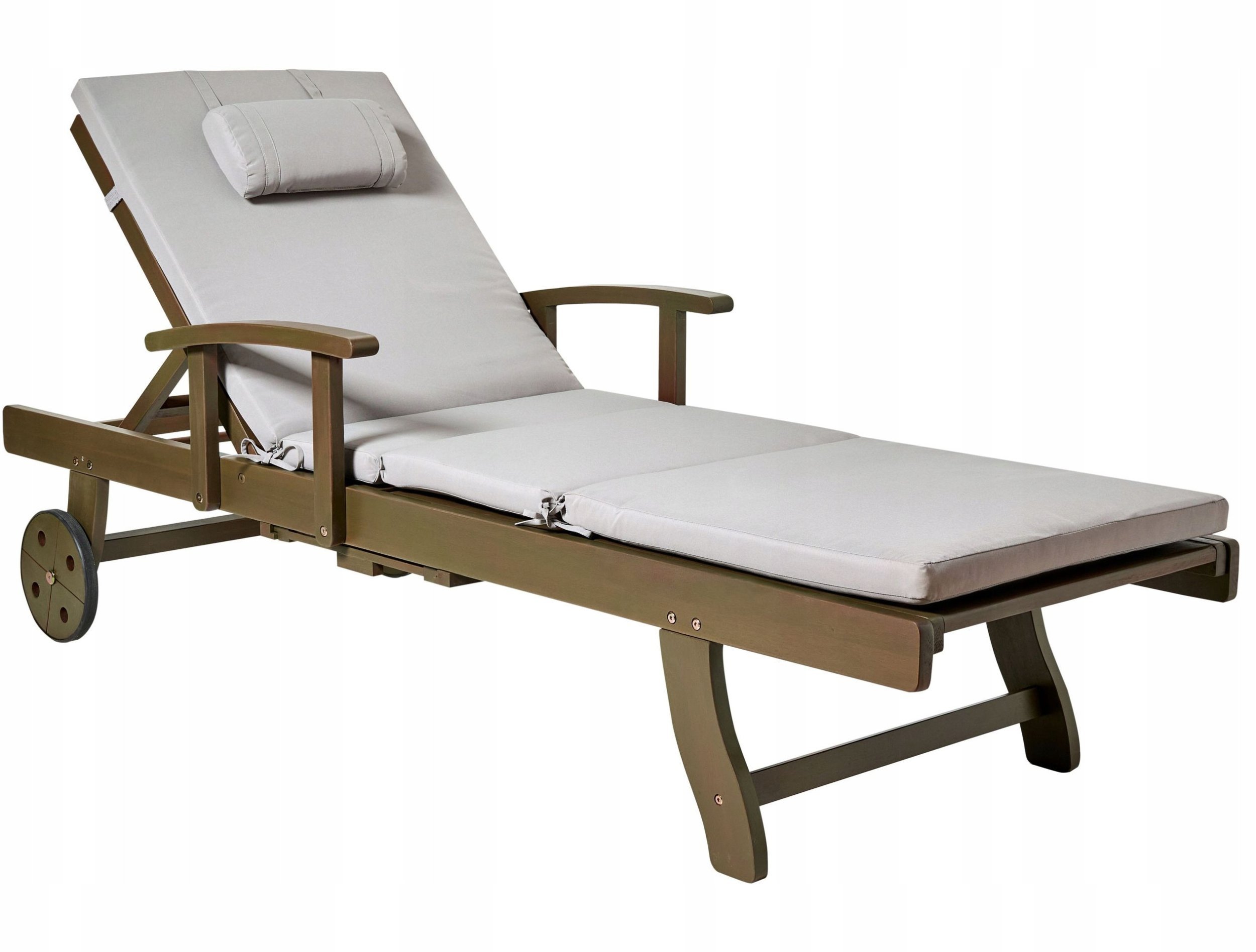 Leżak ogrodowy z poduszką AMANTEA PREMIUM II Drewno akacjowe Jasnoszary