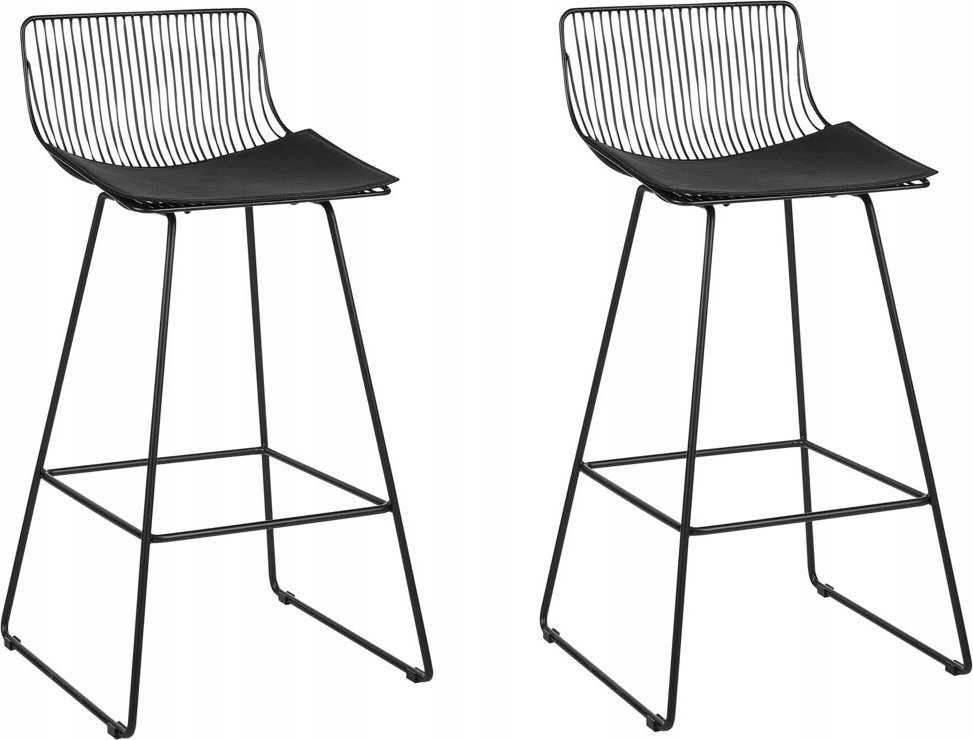 Beliani Metal Krzesło barowe Zestaw 2 Czarny FREDONIA