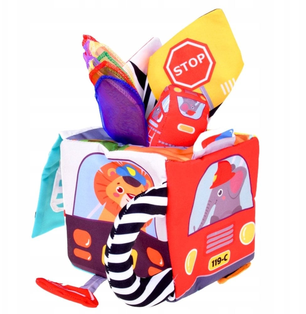 Miękka Kostka Sensoryczna z Lusterkiem Autka Znaki Drogowe Dla Malucha