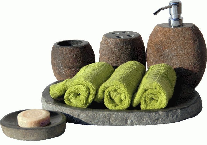 INDERA Zestaw łazienkowy z kamienia naturalnego Natural River Stone