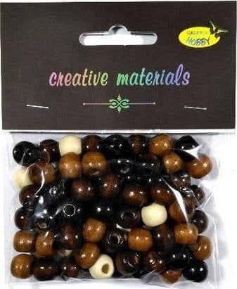 Koraliki drewniane naturalny mix 10mm 25g