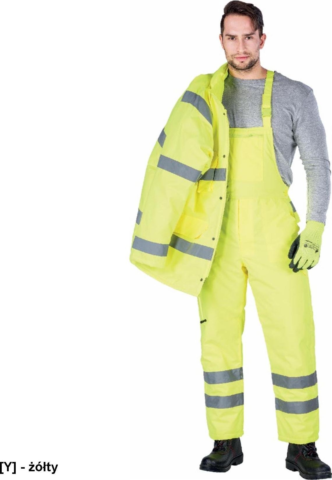 R.E.I.S. S-VIS - spodnie ochronne ogrodniczki ostrzegawcze - żółty 3XL