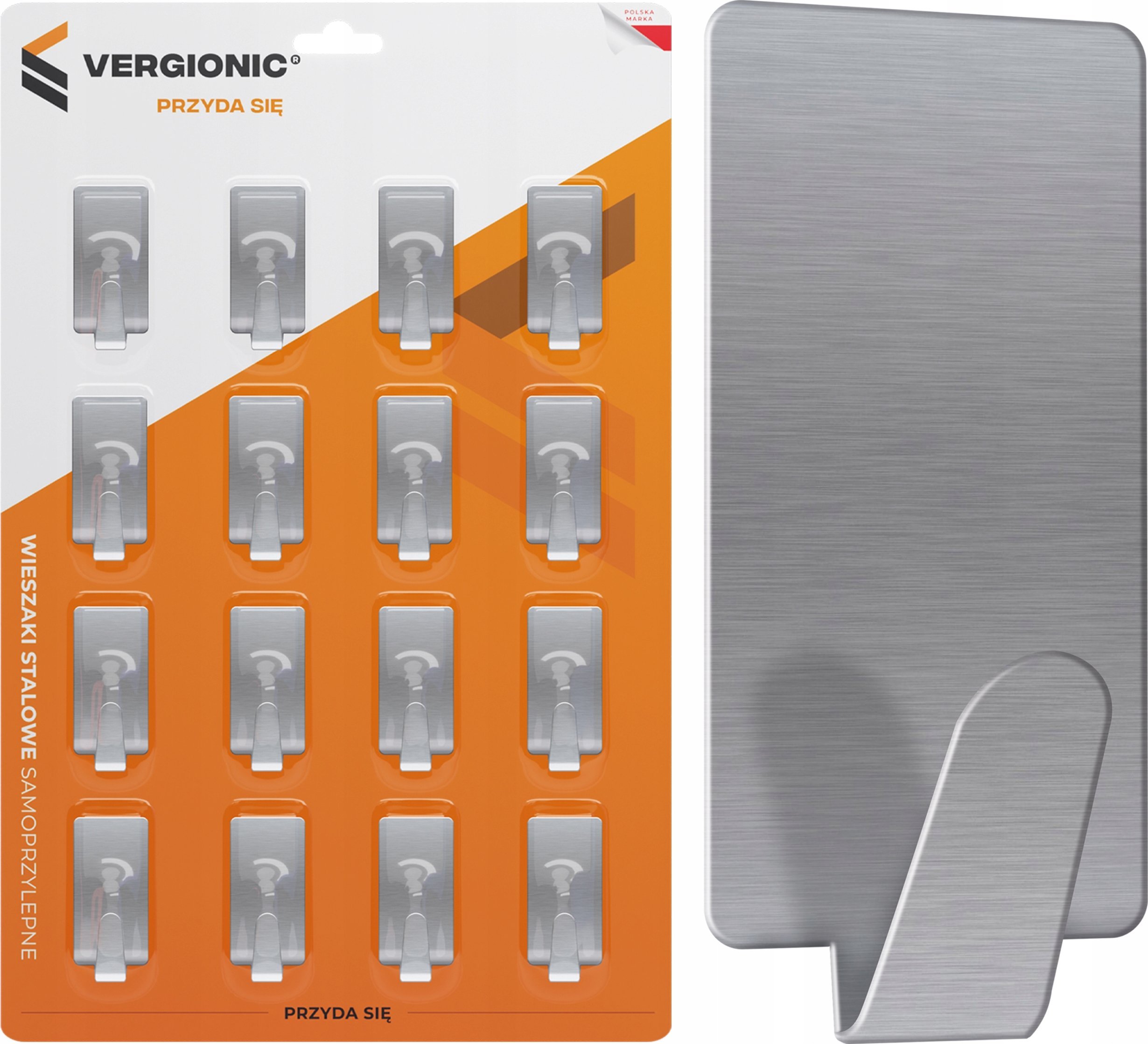 VERGIONIC 16SZT WIESZAK SAMOPRZYLEPNY HACZYK SREBRNY Wieszak NA KLUCZE HACZYKI