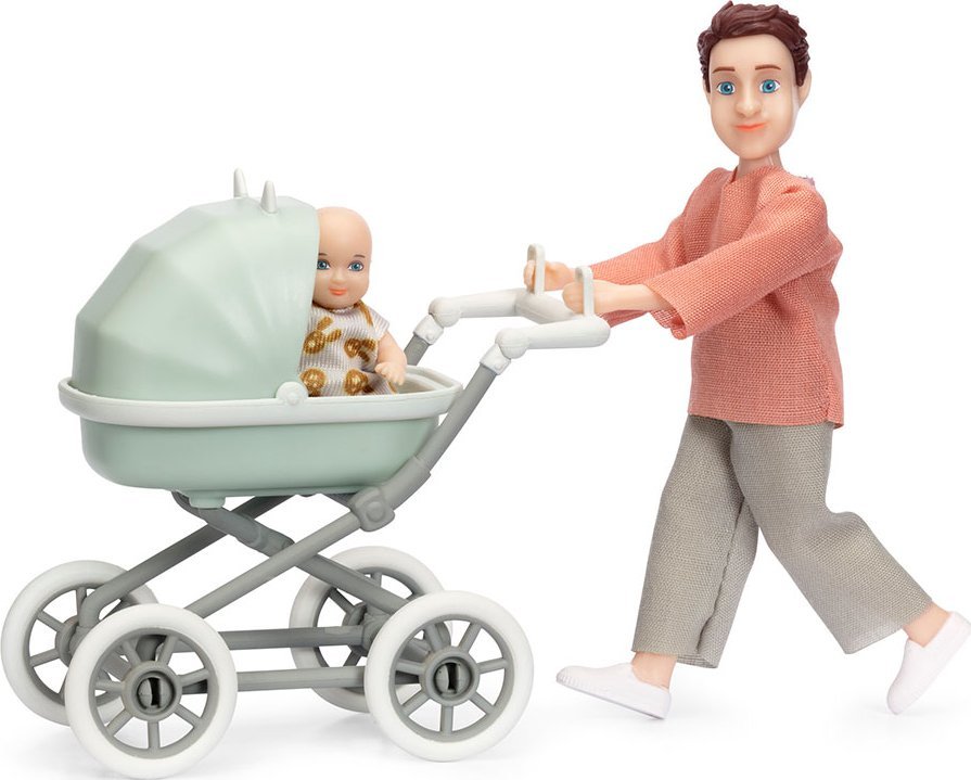 Micki Lalka Tata Lundby z Dzieckiem i Wózkiem