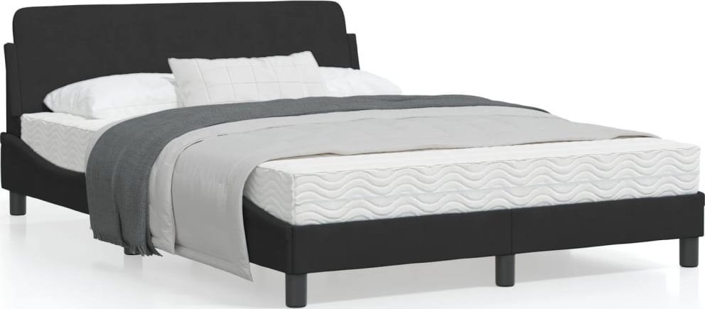 vidaXL Rama łóżka z zagłówkiem, czarna, 120x200 cm, aksamitna