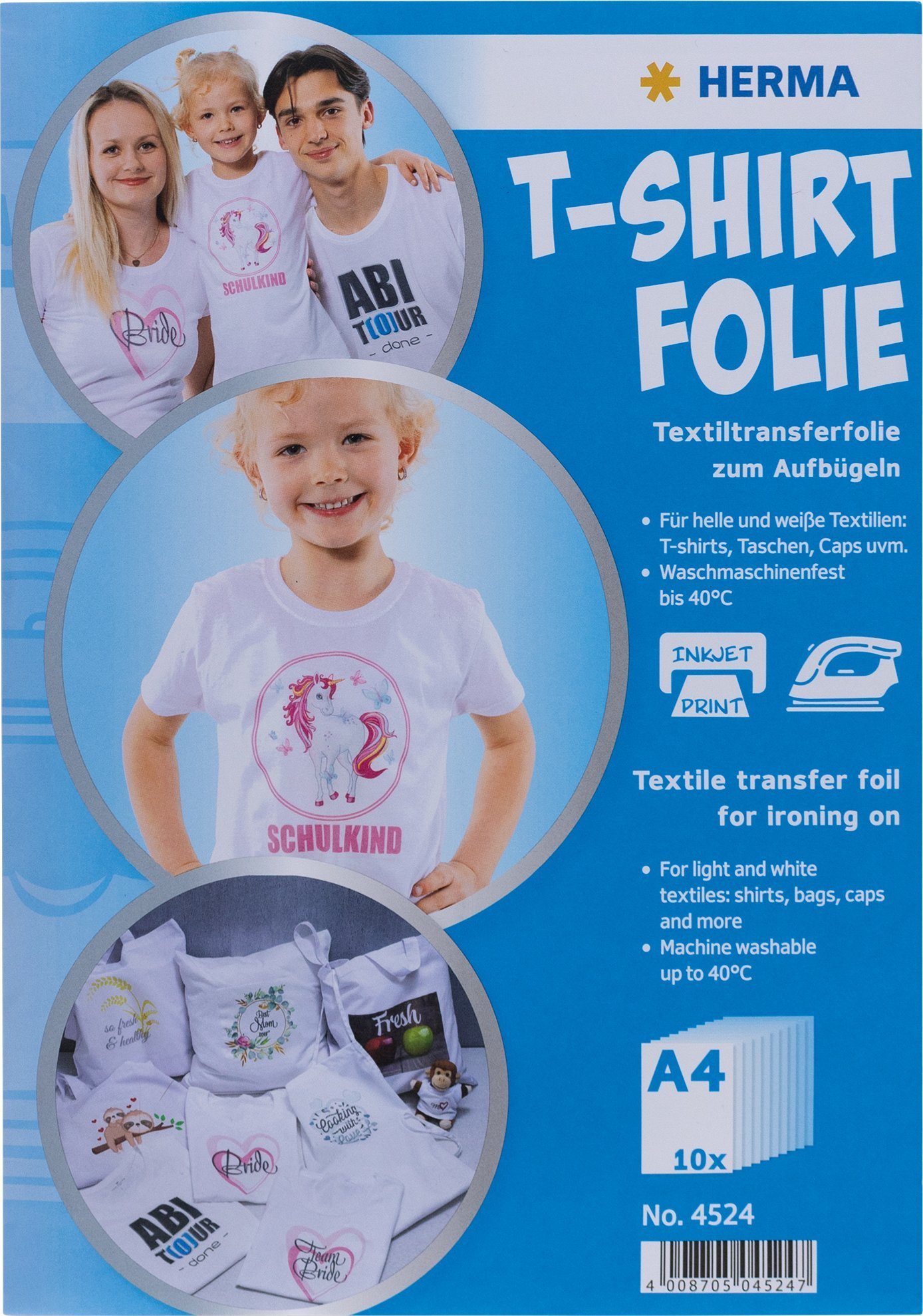 Herma Herma T-Shirt Foil A4 for light + white Textiles 20 Sheets 4525