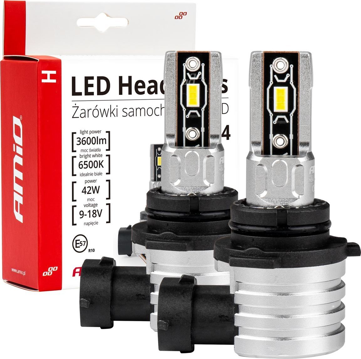 AMiO Żarówki samochodowe led seria h-mini hb4 9006 6500k canbus amio-03335
