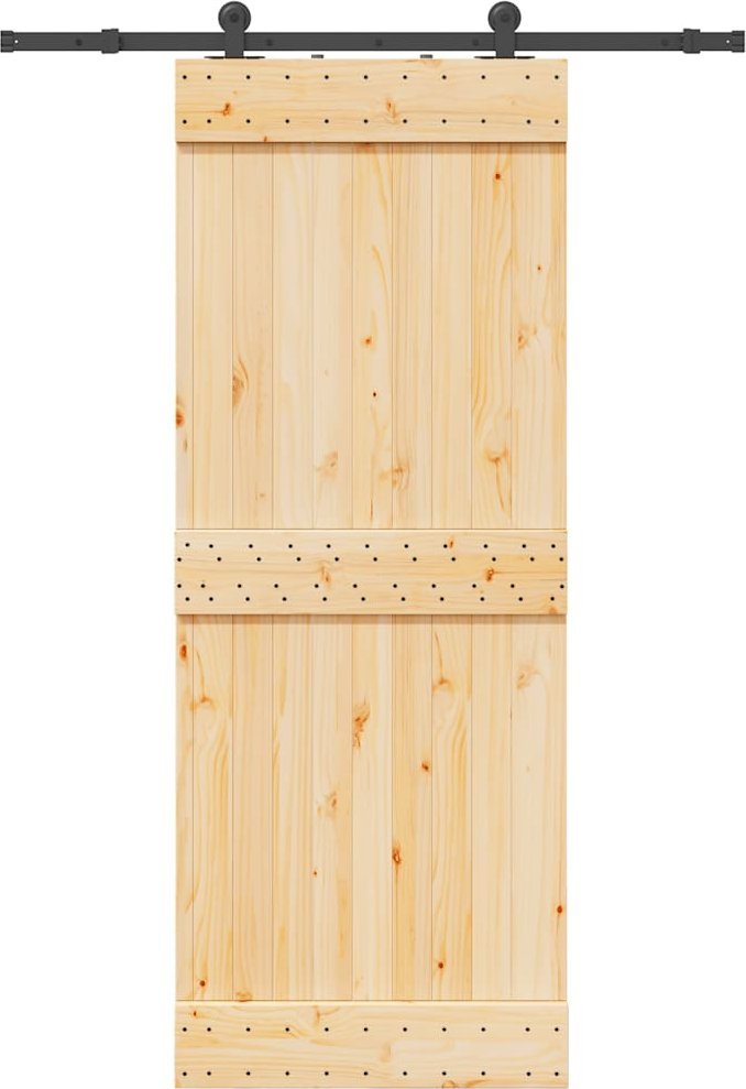 vidaXL vidaXL Drzwi przesuwne z osprzętem, 80x210 cm, lite drewno sosnowe