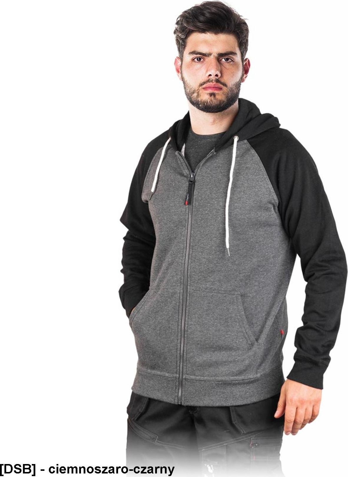 R.E.I.S. ONIX - bluza polarowa 70% poliester, 30% bawełna, 260 g/m - ciemnoszaro-czarny 3XL