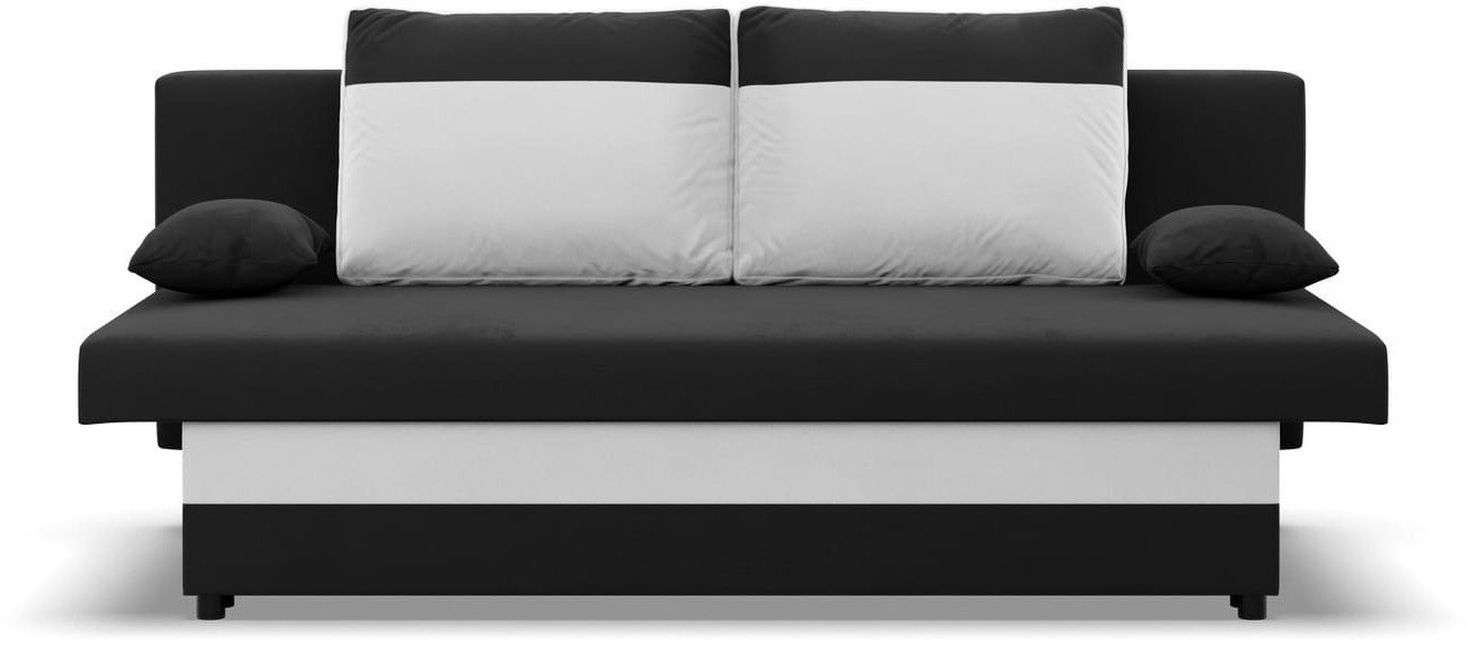 Kanapa, funkcja spania, Hugo, 191x91x92 cm, biel, czarny | TYLETEGOTU