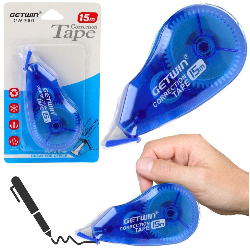 Korektor W Taśmie Myszka Szkolny Biurowy 15m x 5mm Niebieski