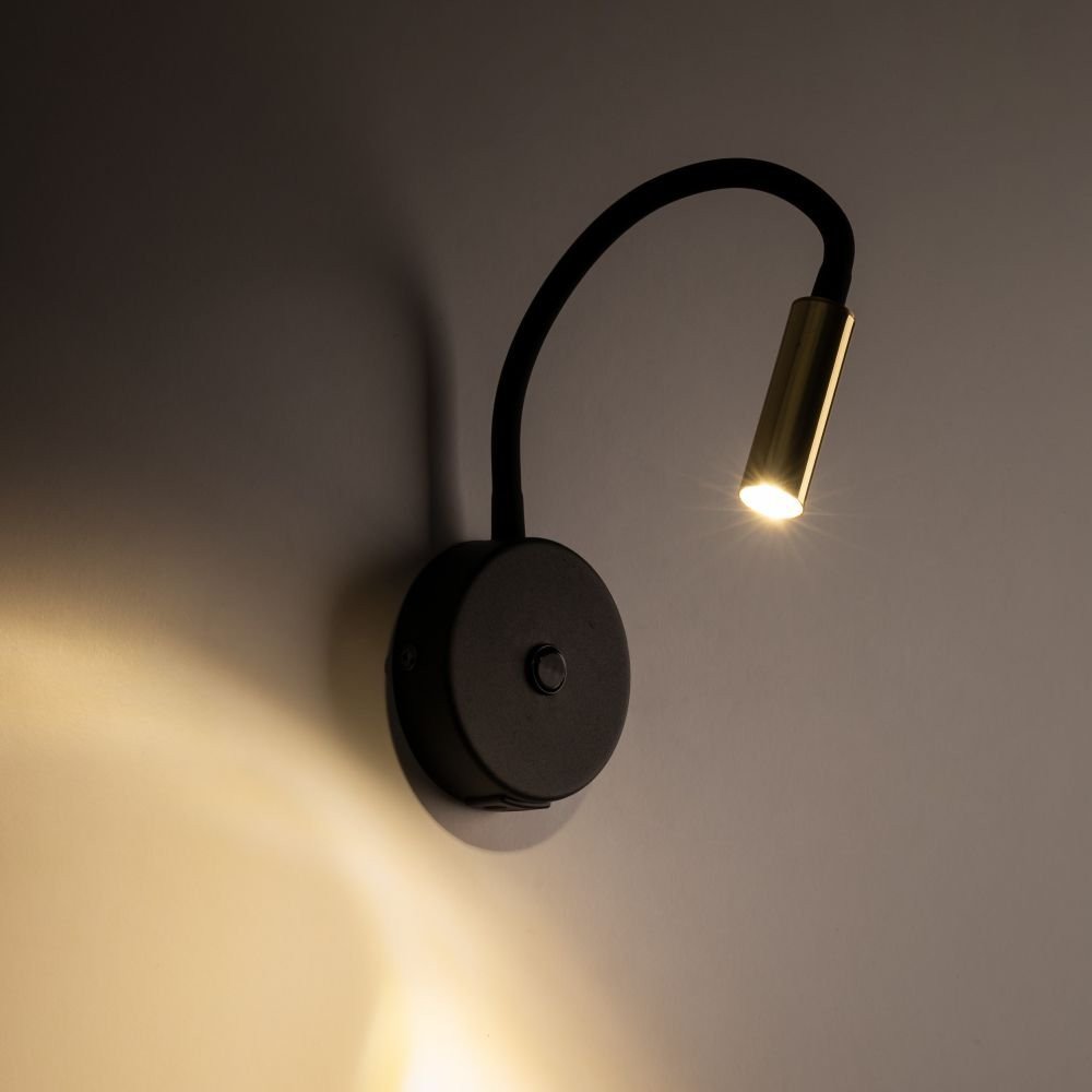 Kinkiet na wysięgniku z włącznikiem i gniazdem USB LAGOS BLACK/GOLD 10201 TK Lighting