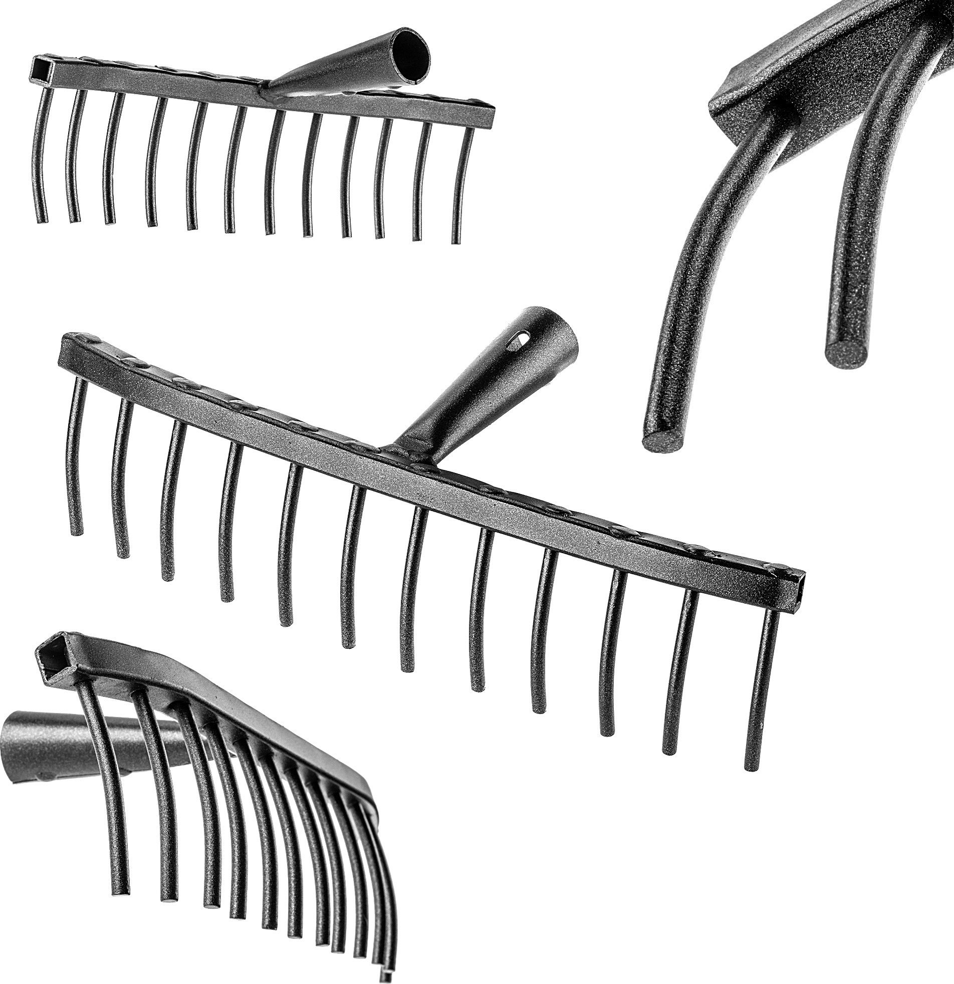 Kadax KADAX Grabie Do Kamienia Stalowe 12-Zębne Grabki Ogrodowe Gleby Bez Trzonka