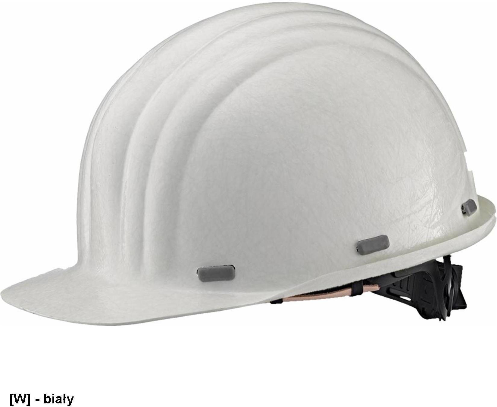 Reis Hełm ochronny z UP-GF regulacja obwodu 53-61 cm 6-punktowa więźba odporny na niskie temperatury do-30C i odpryski stopionego metalu tył - biały