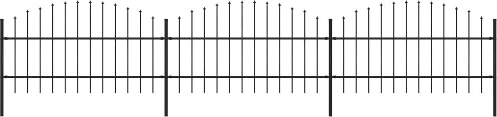 vidaXL Panele ogrodzeniowe z grotami, stal, (0,75-1) x 5,1 m, czarne