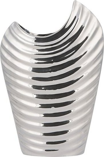 Beliani Wazon dekoracyjny ceramiczny srebrny ECETRA!