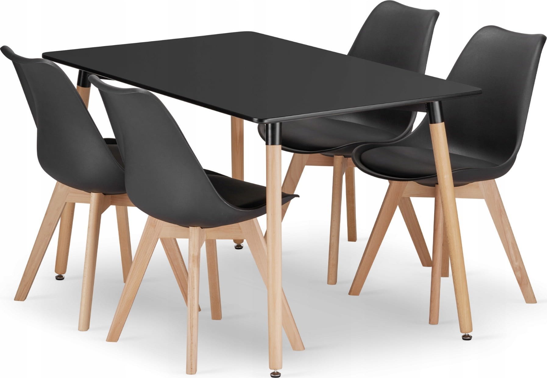 Leobert Zestaw stół prostokątny ADRIA 120x80 czarny + 4 krzesła MARK czarne