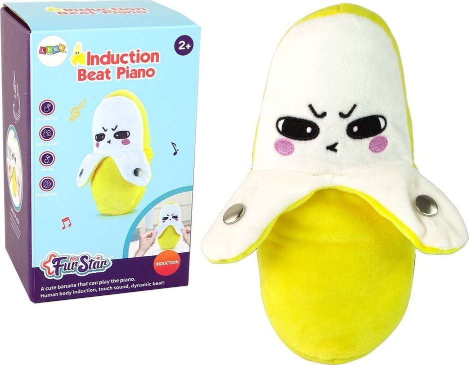 LeanToys Pluszowy Banan Interaktywny Muzyka 22 cm Żółty