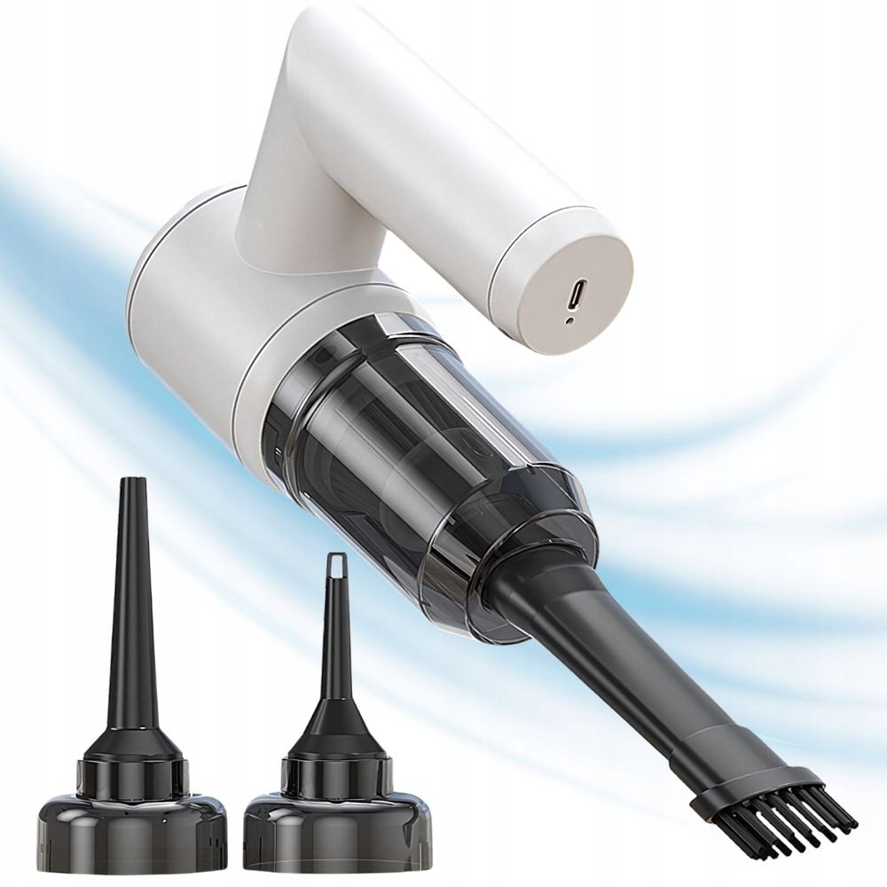 Odkurzacz bezprzewodowy samochodowy 2w1 ręczny dmuchawa końcówki usb filtr