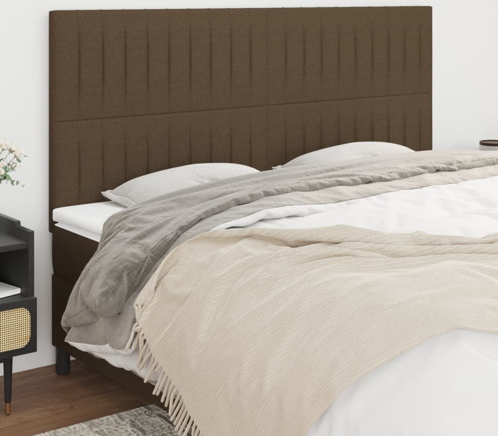 vidaXL vidaXL Zagłówki do łóżka, 4 szt., ciemnobrązowy, 100x5x78/88cm tkanina